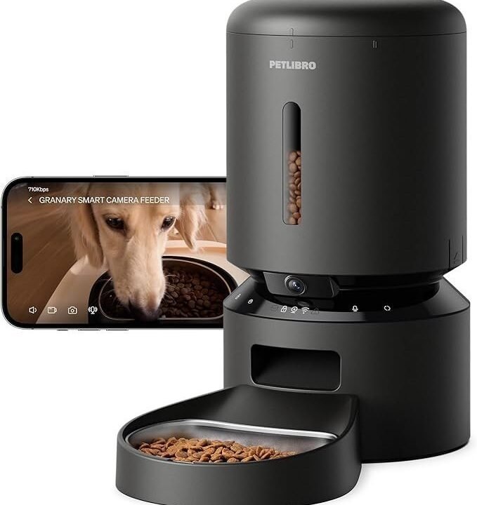 PETLIBRO Automatic Cat Feeder with Camera, 1080P HD Video with Night Vision, 5G WiFi Pet Feeder with 2-Way Audio, Low Food & Blockage Sensor, Motion & Sound Alerts for Cat & Dog Single Tray