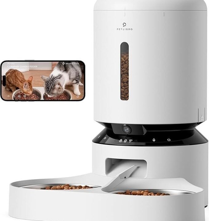 PETLIBRO Automatic Cat Feeder with Camera for Two Cats, 1080P HD Video with Night Vision, 5G WiFi Pet Feeder with Phone APP Control, 2-Way Audio for Cat & Dog, Low Food & Motion & Sound Alerts