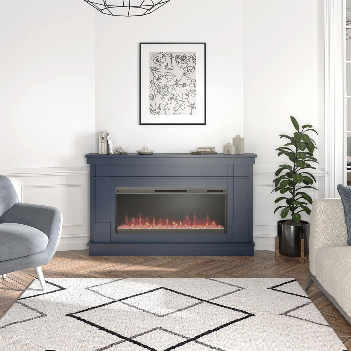 Novogratz Waverly Wide Mantel Electric Fireplaces. - Image 4