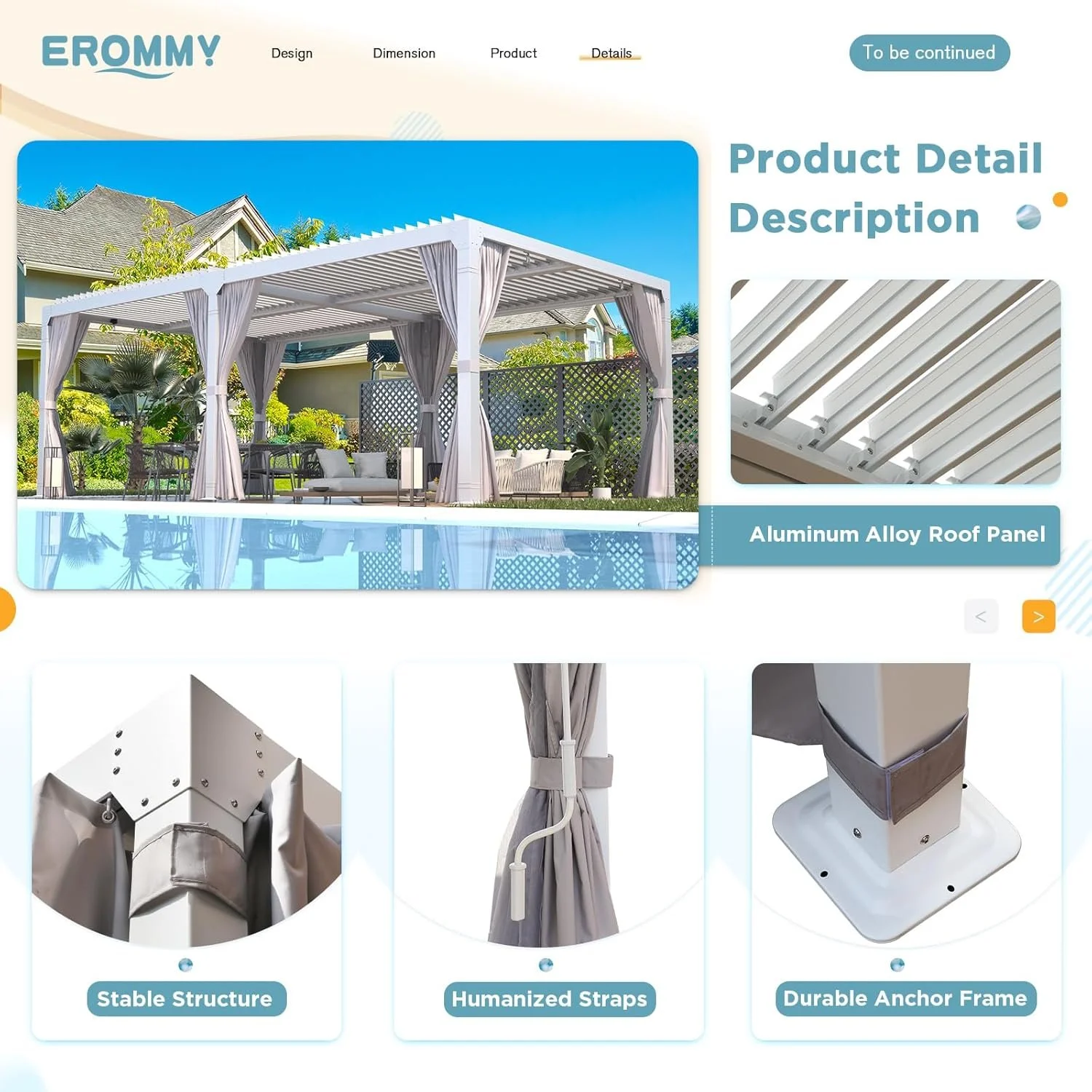 EROMMY 12’x24′ Outdoor Louvered Pergola Gazebos - Image 2
